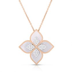 Mother of Pearl and Rose Gold Necklace, Roberto Coin, Princess Flower
