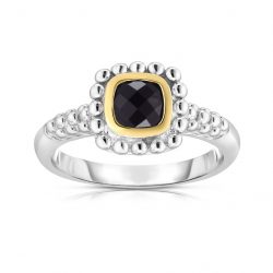 Phillip Gavriel, Sterling Silver and Yellow Gold Ring, Black Onyx